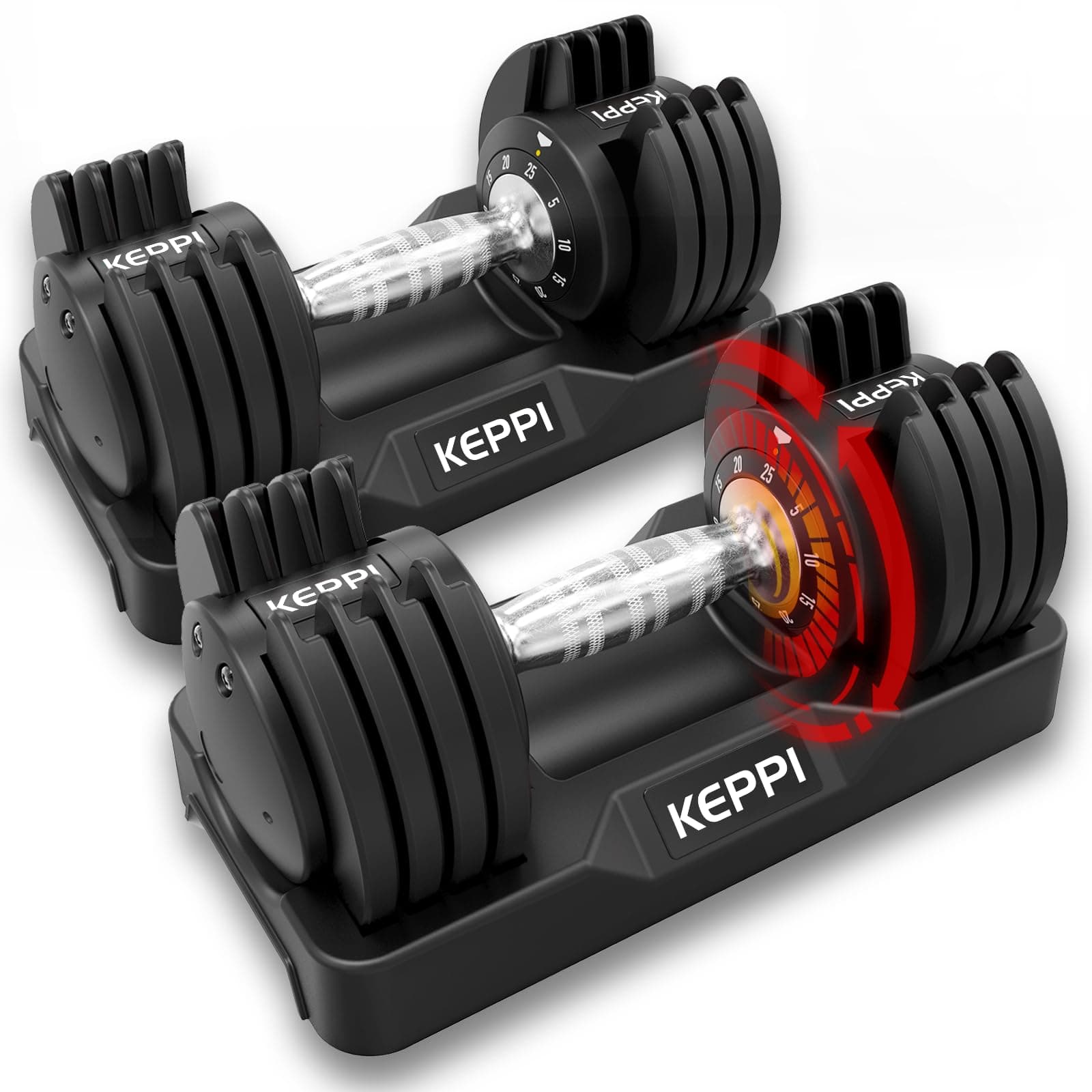 Keppi Adjustable Dumbbells Set 25lb Anti Slip